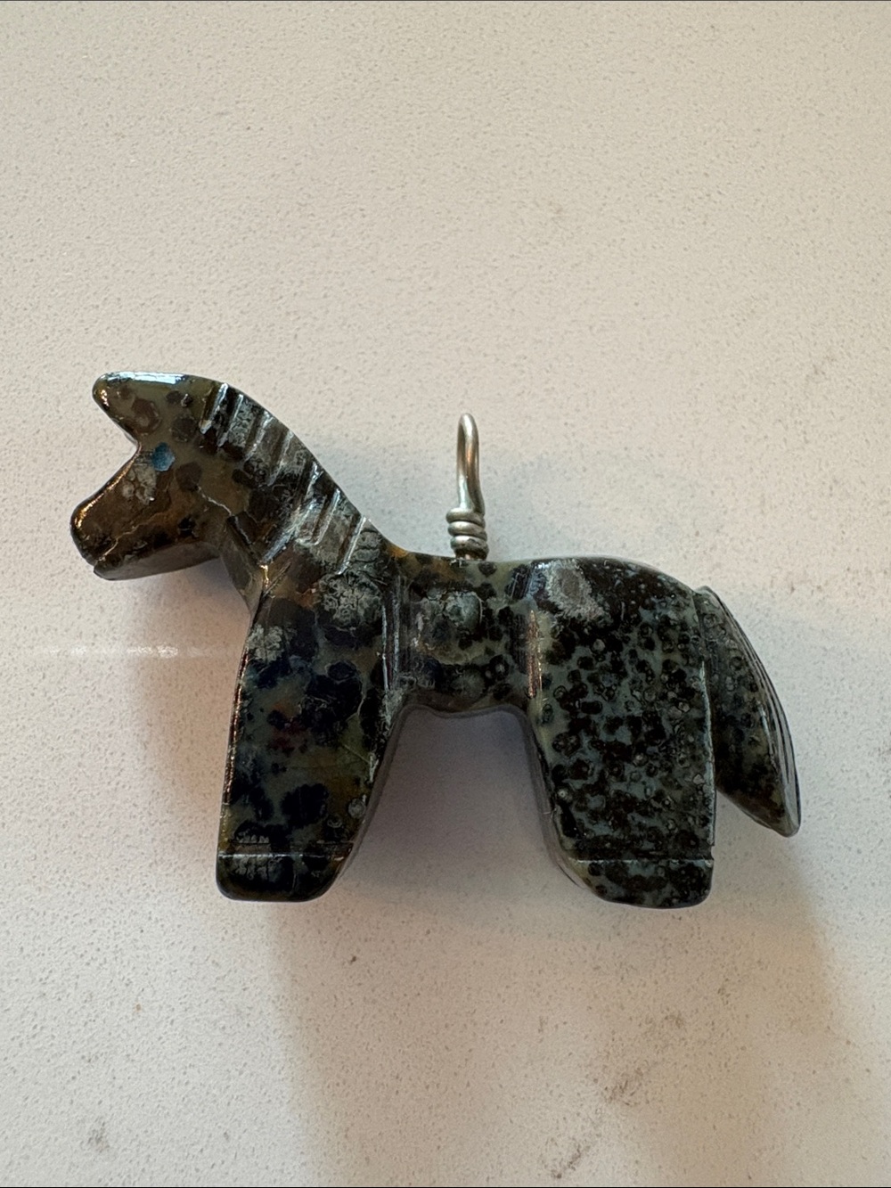 Carved Stone Horse Pendant with Bail